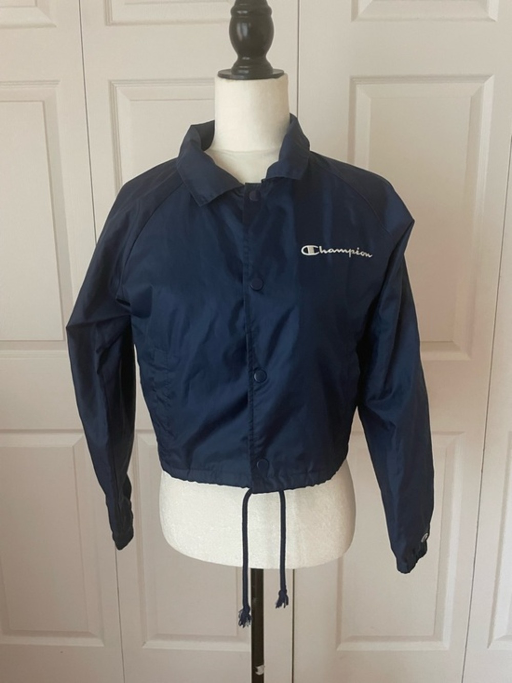 Champion Navy Blue Cropped Coach Jacket